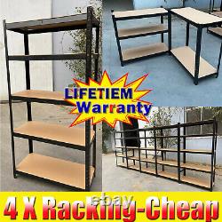 Black 4x 5 Tier Metal Shelving Unit Storage Racking Shelves Garage Warehouse