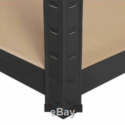Black 5 tier heavy duty metal shelving racking boltless storage rack in 2 sizes