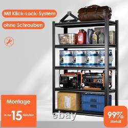 Black Heavy Duty Metal Shelf 183x90x40cm with 5 Tiers for Garage & Storage