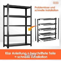 Black Heavy Duty Metal Shelf 183x90x40cm with 5 Tiers for Garage & Storage