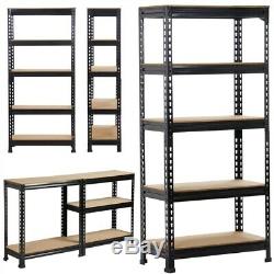 Black Metal Heavy Duty 5 Level Garage Storage Rack Set Of 3 Adjustable Shelves