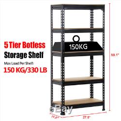 Black Metal Heavy Duty 5 Level Garage Storage Rack Set Of 3 Adjustable Shelves 