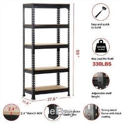 Black Metal Heavy Duty 5 Level Garage Storage Rack Set Of 3 Adjustable Shelves
