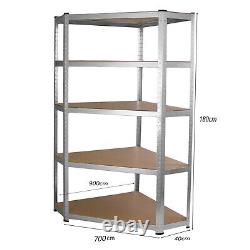 Boltless Garage Corner Racking Metal Shelving Stand Heavy Duty 5 Shelf Unit UKED