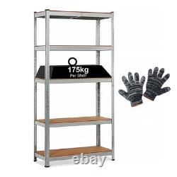 Boltless Heavy Duty 5 Tier Racking Shelf for Garage Storage 180x90x40cm