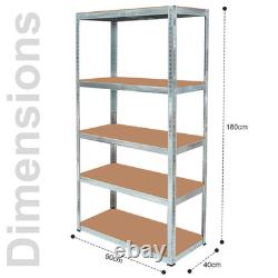 Boltless Heavy Duty 5 Tier Racking Shelf for Garage Storage 180x90x40cm