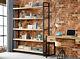 Bookcase 5 Shelf Display Solid Mango Wood Metal Frame Rustic Urban Industrial
