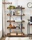 Bookcase 5 Tier Shelf Unit Spacious Storage Shelves Rustic Brown Black Lls110b01