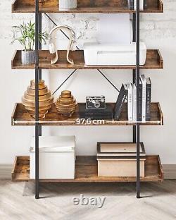 Bookcase 5 Tier Shelf Unit Spacious Storage Shelves Rustic Brown Black LLS110B01