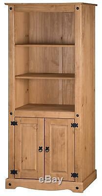 Bookcase Storage Corona 2 Door Pine Shelf Shelves