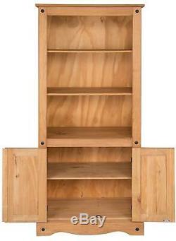 Bookcase Storage Corona 2 Door Pine Shelf Shelves