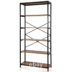Bookshelf Industrial Style Stand 5-Tier Living Room Display Rack Organiser Wood