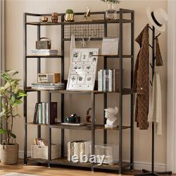 Bookshelf Living Room Bookcase 6-Tier Storage Shelf, Office, Study, Rustic Brown