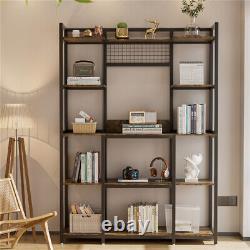 Bookshelf Living Room Bookcase 6-Tier Storage Shelf, Office, Study, Rustic Brown