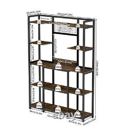 Bookshelf Living Room Bookcase 6-Tier Storage Shelf, Office, Study, Rustic Brown