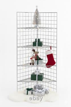 Chrome Corner Grid Mesh Shelf Heavy Duty Wire Retail Shop Display Stand