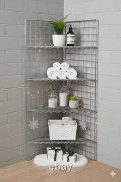 Chrome Corner Grid Mesh Shelf Heavy Duty Wire Retail Shop Display Stand