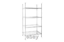 Chrome Wire Rack 4 Tier Shelving Unit Kitchen/Office/Retail Heavy Duty 1500mm H