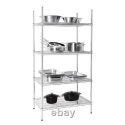 Chrome Wire Rack 4 Tier Shelving Unit Kitchen/Office/Retail Heavy Duty 1500mm H