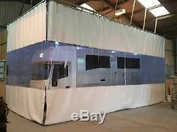 Clear + White Workshop Shelving Racking Retractable Curtains & Heavy Duty Track