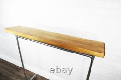 Clothes Rail Rack Solid Wood Shelf Heavy Duty Industrial Metal Silver Steel Base