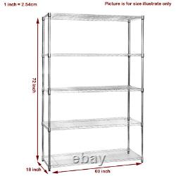 Commercial 4 Tier Chrome Wire Shelving Kits Heavy Duty Storage height is 6ft