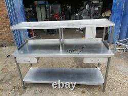 Commercial Stainless steel worktop table with shelf on top heavy duty 180x65x135