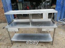 Commercial Stainless steel worktop table with shelf on top heavy duty 180x65x135