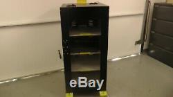 Comms server cabinet heavy duty 4 pull to shelves on wheels with cooling fan