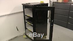 Comms server cabinet heavy duty 4 pull to shelves on wheels with cooling fan