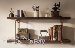 Copper Pipe & Brass STEAMPUNK Wall Shelf INDUSTRIAL Reclaimed Wood Display