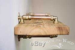 Copper Pipe & Brass Single Wall Shelf STEAMPUNK Reclaimed Wood INDUSTRIALDisplay