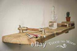 Copper Pipe & Brass Single Wall Shelf STEAMPUNK Reclaimed Wood INDUSTRIALDisplay
