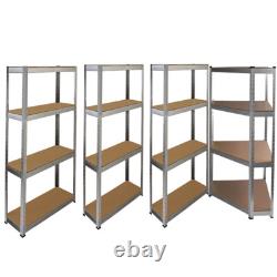 Corner Racking Garage Shelving Kit 4 Tier Heavy Duty Garage Storage Racks UKDC