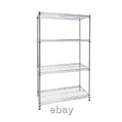 D 14'' X W 48'' X H 72 4 Tier Chrome Wire Shelving Racking Heavy Duty Storage