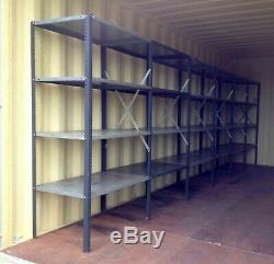 Dexion type metal shelving, heavy duty, 64 shelves, 48 uprights and fixings