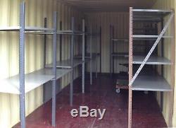 Dexion type metal shelving, heavy duty, 64 shelves, 48 uprights and fixings