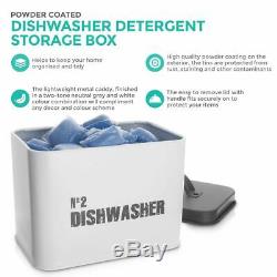 Dishwasher Storage Box Tablet Metal Laundry Washing Kitchen Container Powder Box