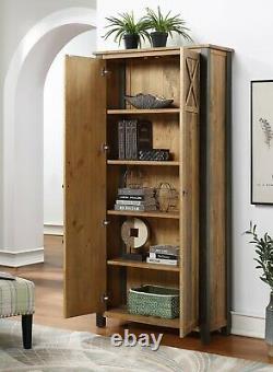 Display Cabinet 5 Shelf Bookcase Storage Urban Steel Frame Reclaimed Industrial