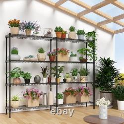 Double Row Rack Shelf Storage Unit with Adjustable Feet Heavy Duty Display Stand