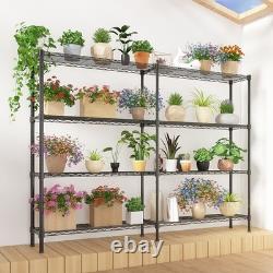 Double Row Rack Shelf Storage Unit with Adjustable Feet Heavy Duty Display Stand