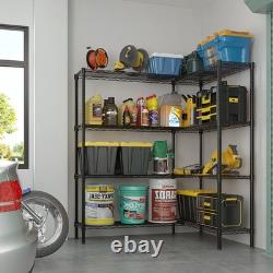 Double Row Rack Shelf Storage Unit with Adjustable Feet Heavy Duty Display Stand