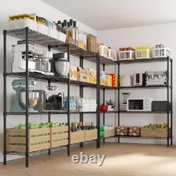 Double Row Rack Shelf Storage Unit with Adjustable Feet Heavy Duty Display Stand