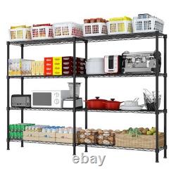 Double Row Rack Shelf Storage Unit with Adjustable Feet Heavy Duty Display Stand