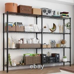 Double Row Rack Shelf Storage Unit with Adjustable Feet Heavy Duty Display Stand