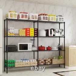 Double Row Rack Shelf Storage Unit with Adjustable Feet Heavy Duty Display Stand