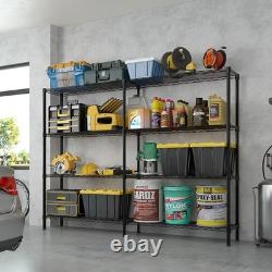 Double Row Rack Shelf Storage Unit with Adjustable Feet Heavy Duty Display Stand