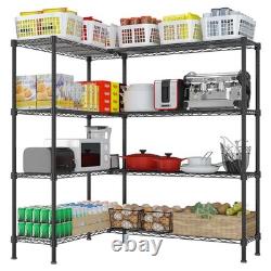 Double Row Rack Shelf Storage Unit with Adjustable Feet Heavy Duty Display Stand