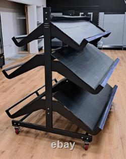 Double sided fruit and veg display stand on heavy duty castors