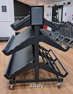 Double sided fruit and veg display stand on heavy duty castors